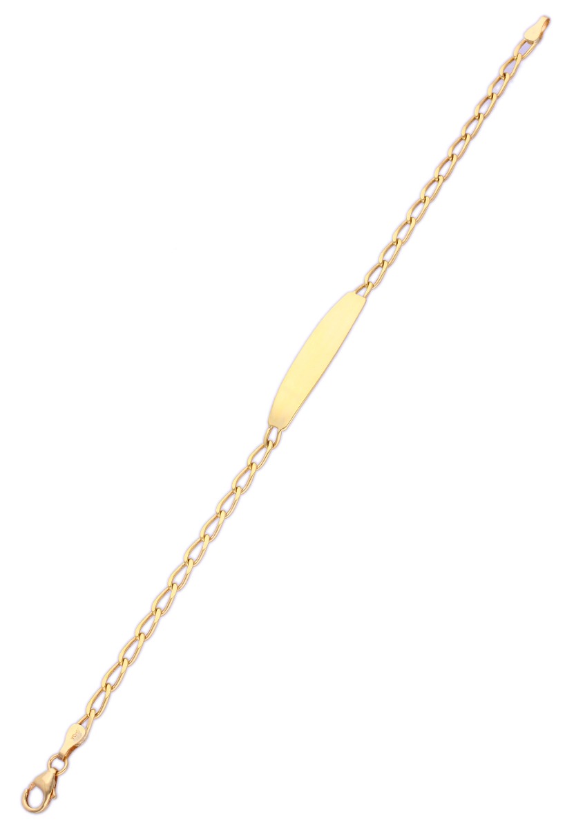 pulsera con chapa para grabar oro amarillo 18 kilates regalo ideal para comunion foto extendida para joyeria online www.elrubi.es