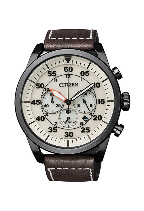 Reloj Citizen cronógrafo Eco-Drive con caja en acero y correa en piel CA4215-04W