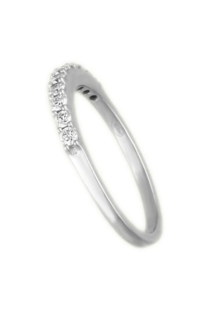 anillo compromiso media alianza oro blanco 18 kilates con diamantes talla brillante fotografia lateral para joyeria online el rubi joyeros