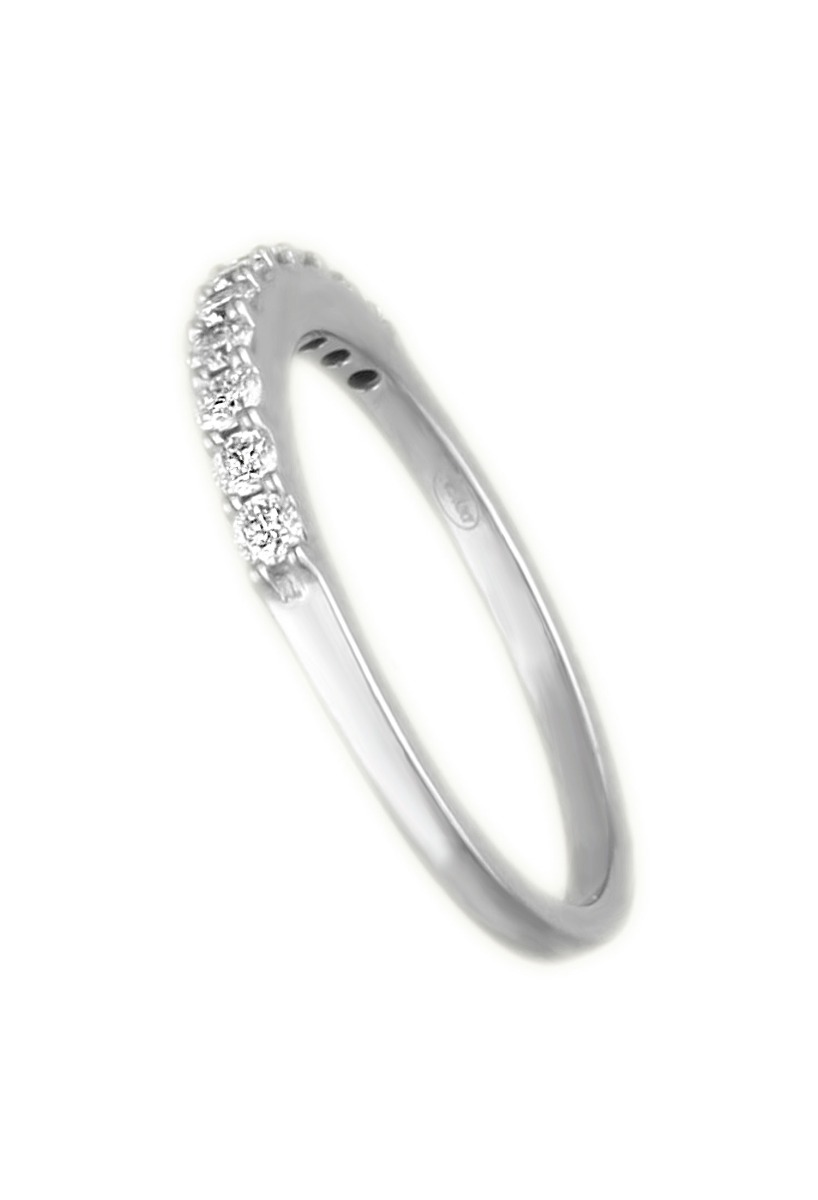 anillo compromiso media alianza oro blanco 18 kilates con diamantes talla brillante fotografia lateral para joyeria online el rubi joyeros