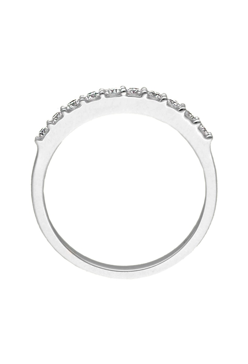anillo compromiso media alianza oro blanco 18 kilates con diamantes talla brillante fotografia cenital para joyeria online el rubi joyeros
