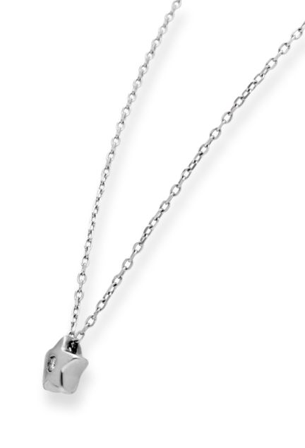 gargantilla oro blanco 18k y diamante motivo en forma de estrella cinco puntas foto para la web el rubi joyeros toma lateral