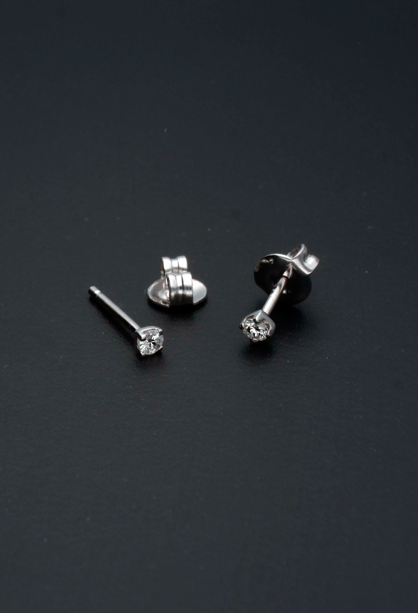 pendientes garra oro blanco 18 kilates y brillantes de 0,055 quilates cada uno fotografia para parrilla web de el rubi joyeros toma sin recortar
