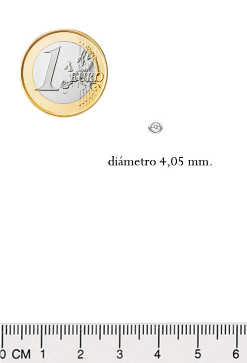 Pendientes tipo chatón oro blanco 18k y diamantes 243_HOO-AAHRL pendientes oro y diamantes tipo chatones con sistemas de presion perfectos para niñas, mujeres y hombres foto con medida comparada para exposicion en web el rubi joyeros