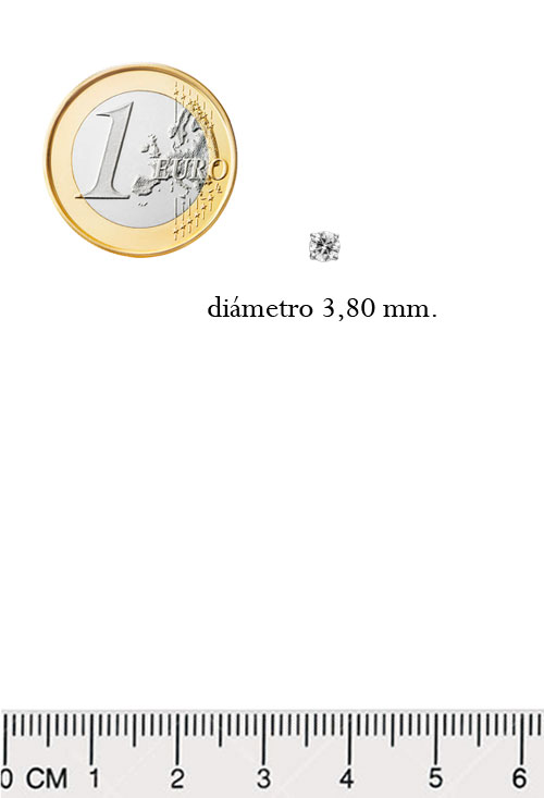 pendientes de oro blanco 18 kilates con diamantes talla brillante engastados en garra fotografia medidas comparadas para exhibición en web de el rubi joyeros