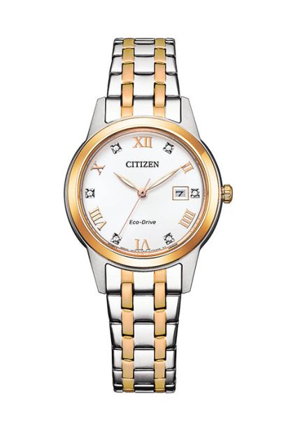 Reloj de mujer Citizen eco-drive con caja y brazalete en acero bicolor FE1246-85A