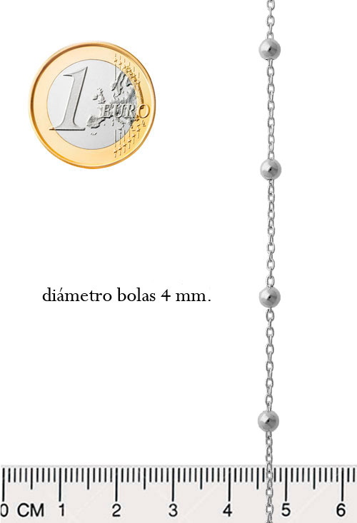 Gargantilla de plata entrepiezas bolas de 4 mm 127_AG-FB(1-1)50-45 gargantilla de plata cadena forzada con bolas de 4 mm fotografia con medidas