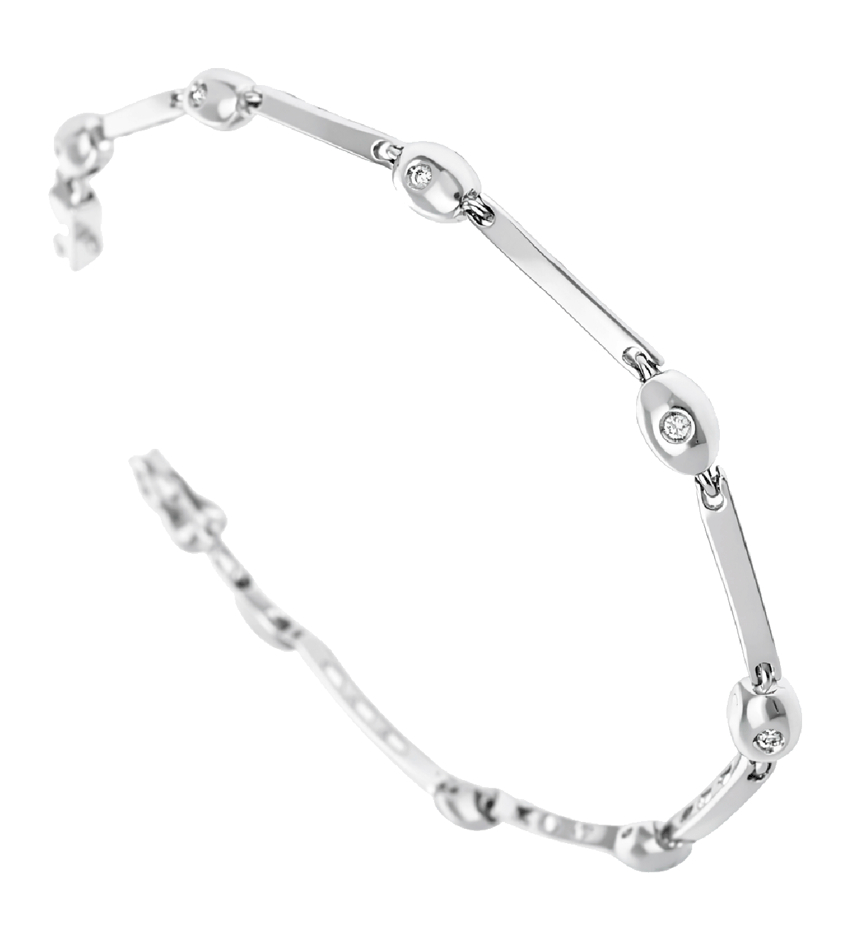 Pulsera de oro blanco 18k con diamantes en chatones ovalados 231_W787B pulsera de oro blanco 18 k con brillantes 231_W787B