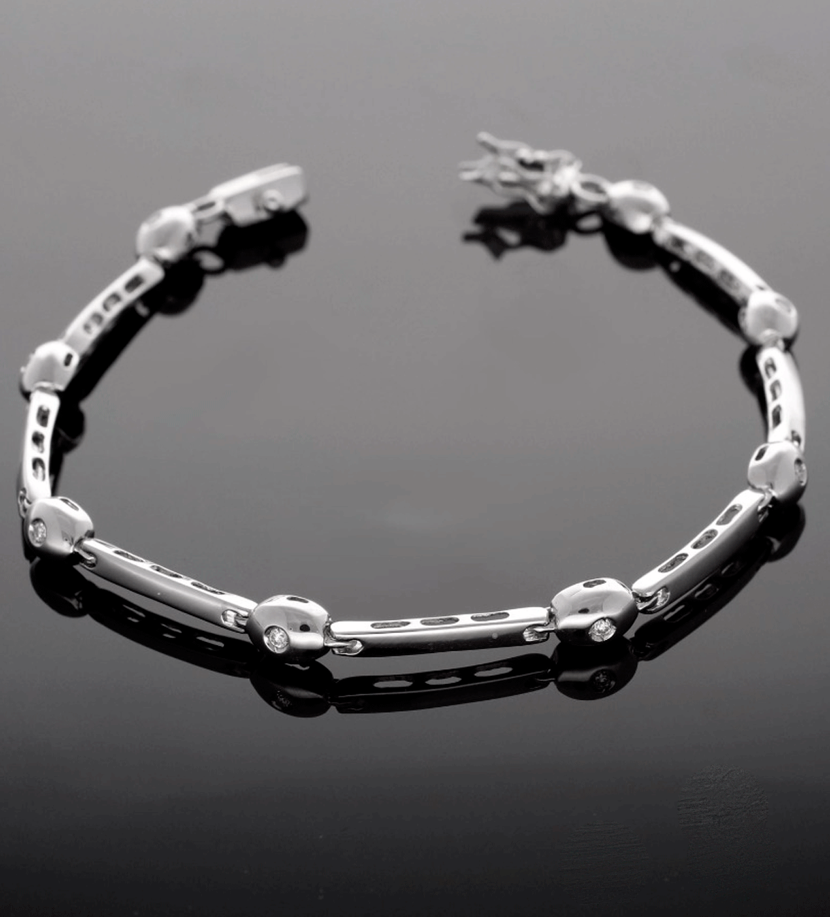 Pulsera de oro blanco 18k con diamantes en chatones ovalados 231_W787B pulsera de oro blanco 18 k con brillantes 231_W787B_05