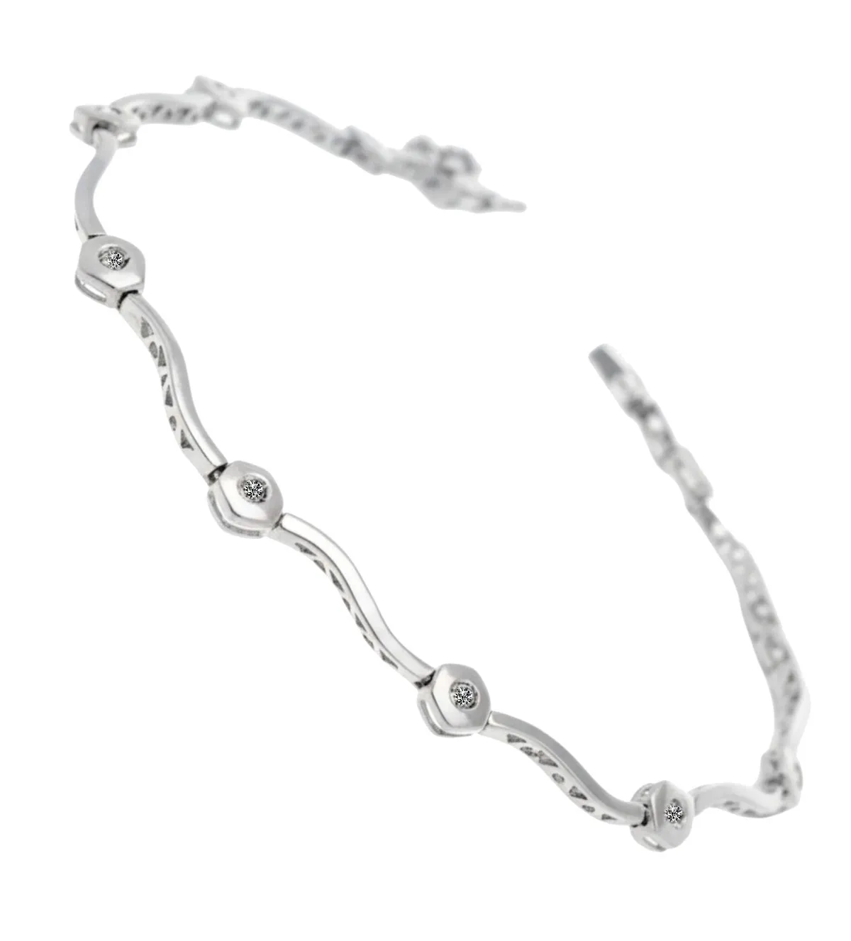 Pulsera de oro blanco 18k con diamantes en chatones hexagonales 231_W788B pulsera de oro blanco 18 ktes con chatones hexagonales de brillantes 231_W788B