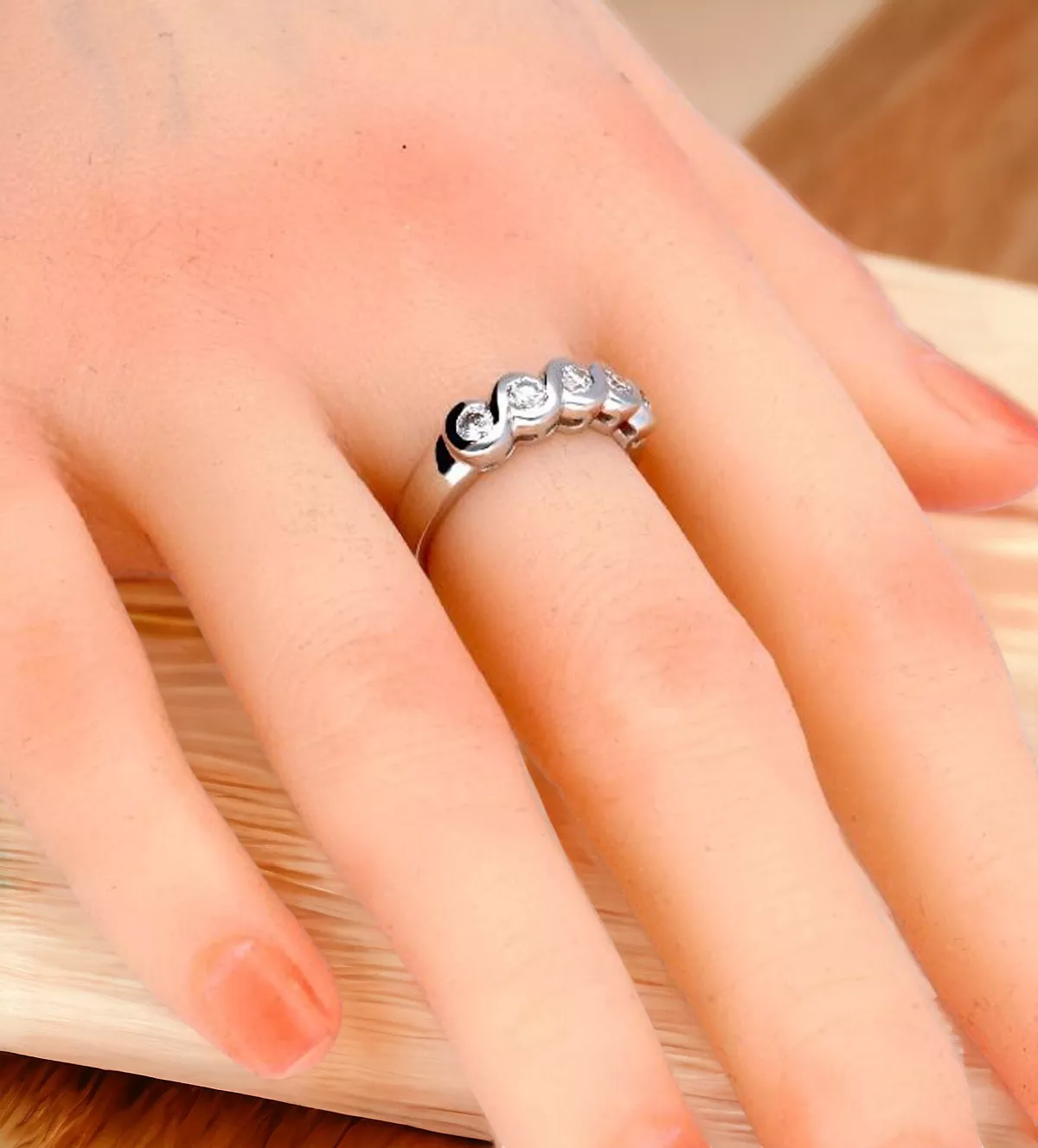 Anillo compromiso oro 18k y diamantes media alianza trenza 231_W731R Anillo compromiso oro 18k y diamantes media alianza trenza 231_W731R - Imagen 5