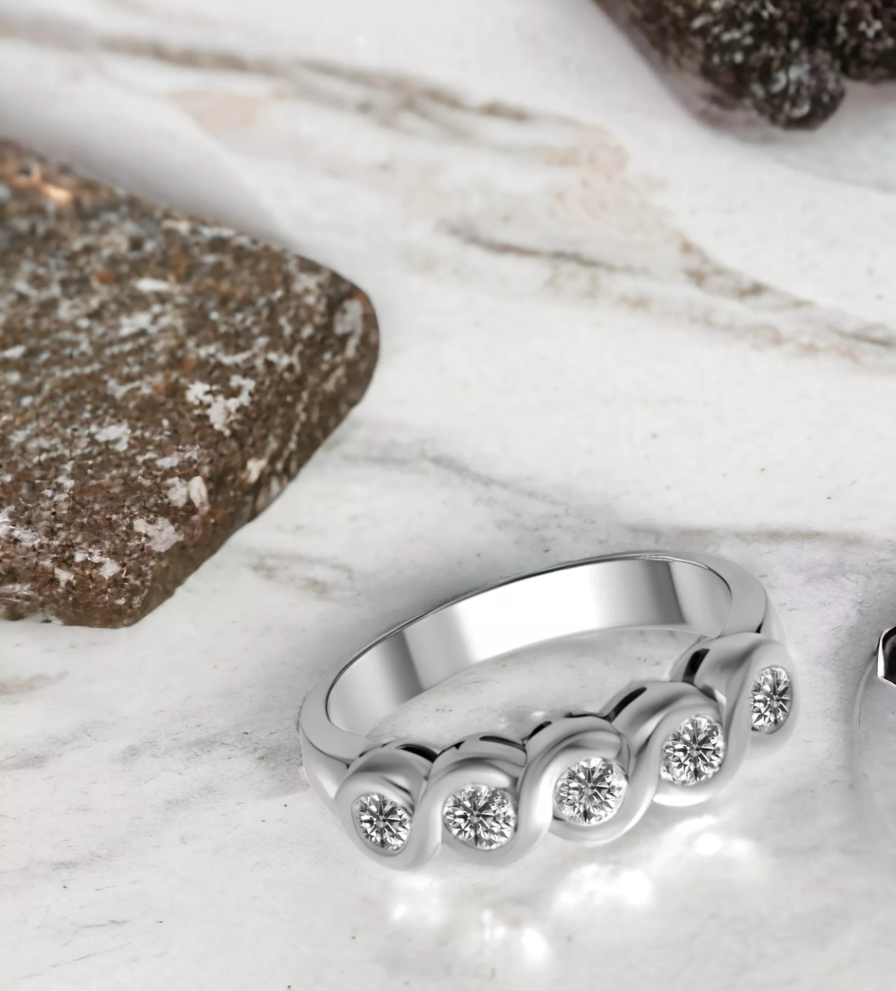 Anillo compromiso oro 18k y diamantes media alianza trenza 231_W731R Anillo compromiso oro 18k y diamantes media alianza trenza 231_W731R - Imagen 6