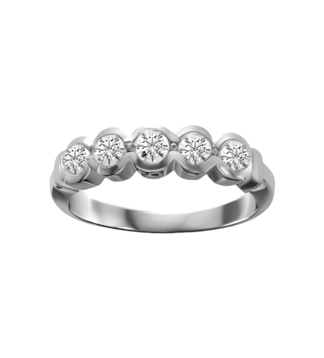 Anillo compromiso oro 18k y diamantes media alianza hexagonos 231_W734R anillo compromiso oro blanco 18 kilates modelo cintillo chatones hexagonales fotografia para exponer en la web de el rubi joyeros