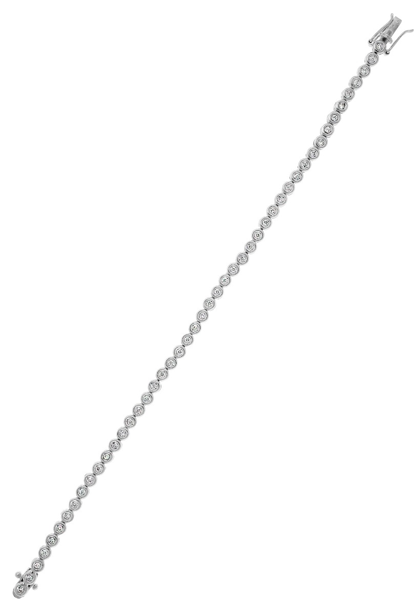 pulsera oro blanco 18 kilates con diamantes tipo riviere o pulsera tenis foto pulsera extendida para web el rubi joyeros