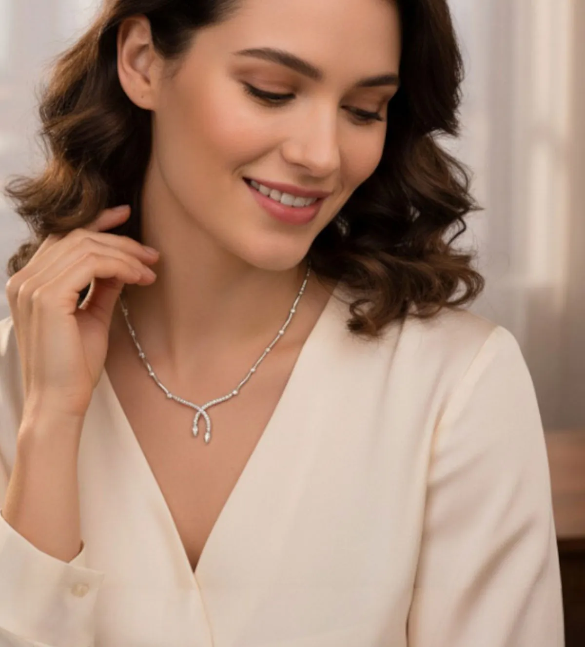 Gargantilla de oro blanco 18k con diamantes 231_W897N gargantilla de oro blanco con brillantes 231_W897N_11