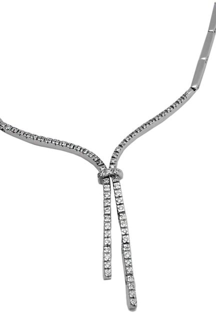 gargantilla oro blanco 18 kilates con diamantes en dos flecos foto frontal para web el rubi joyeros
