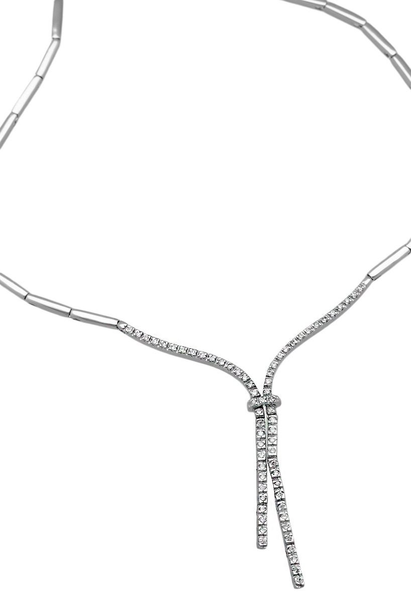 Gargantilla oro blanco 18k con diamantes 231_W823N gargantilla oro blanco 18 kilates con diamantes en dos flecos foto extendida para web el rubi joyeros