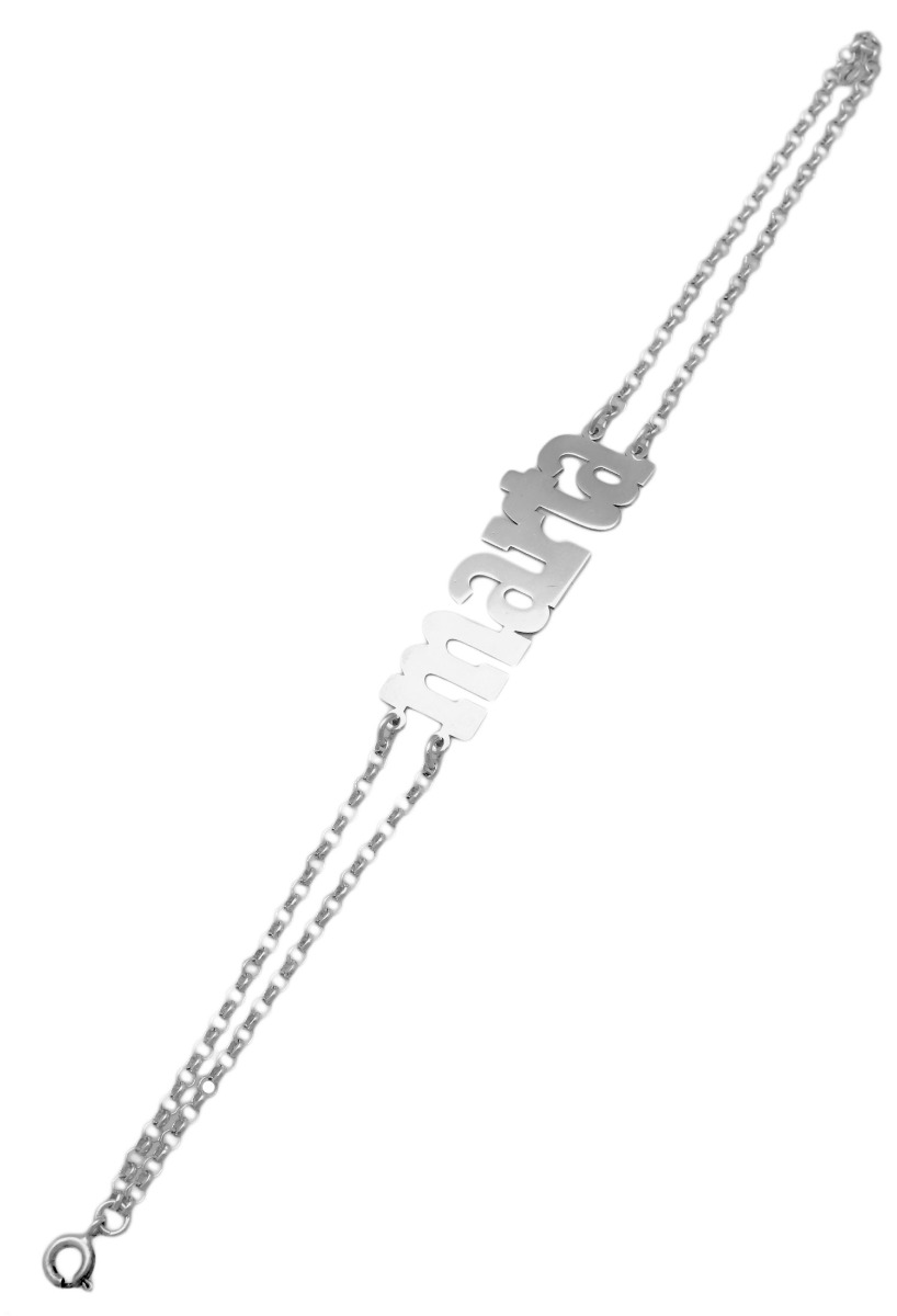 Pulsera de plata con nombre Marta cadena doble pulsera de plata nombre marta vista extendida para web el rubi joyeros