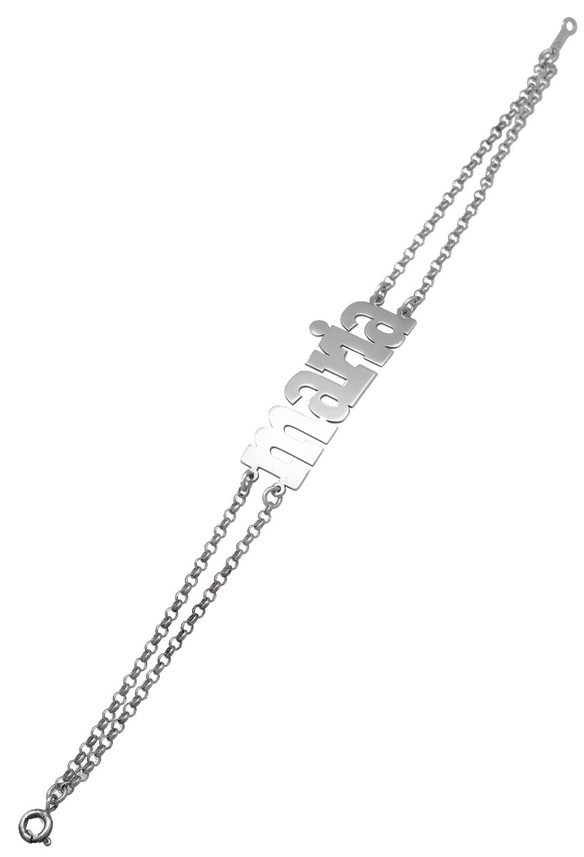 Pulsera de plata con nombre Maria cadena doble pulsera de plata nombre maria a precio outlet de ocasion foto sin recortar fondo pulsera extendida para web el rubi joyeros