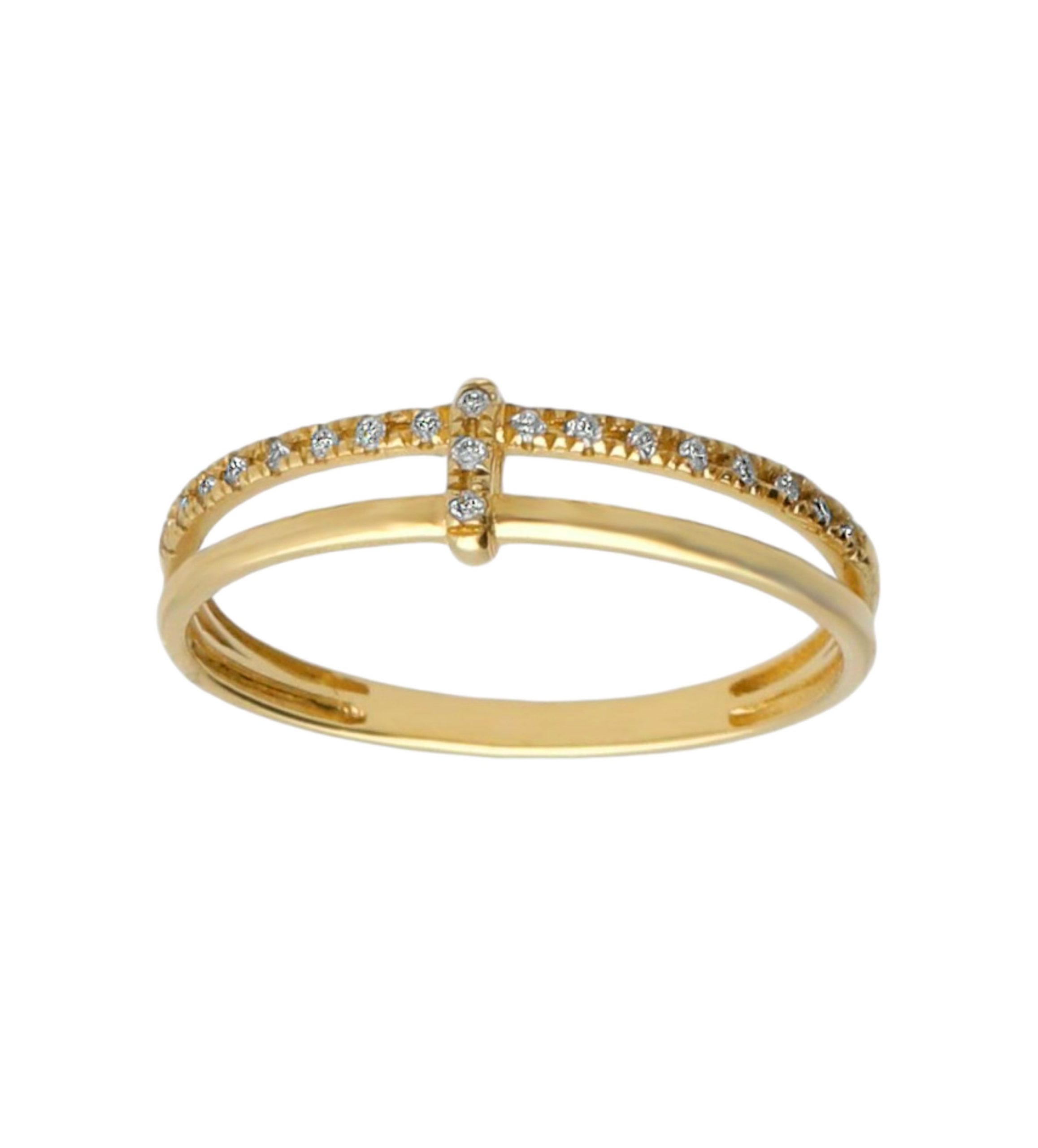 anillo de oro amarillo 18 ktes con diamantes talla brillante toma principal