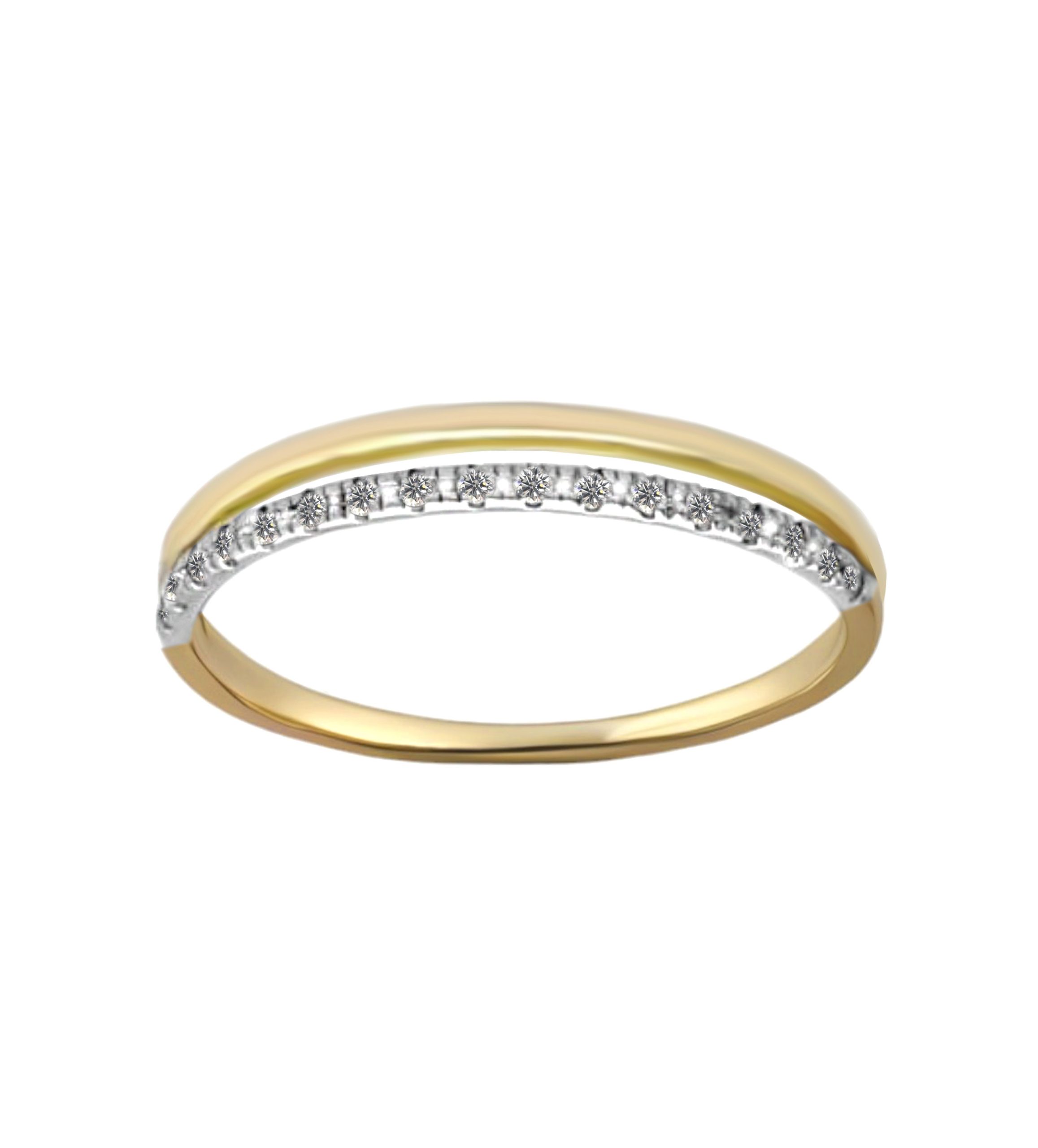 anillo oro blanco y amarillo con circones