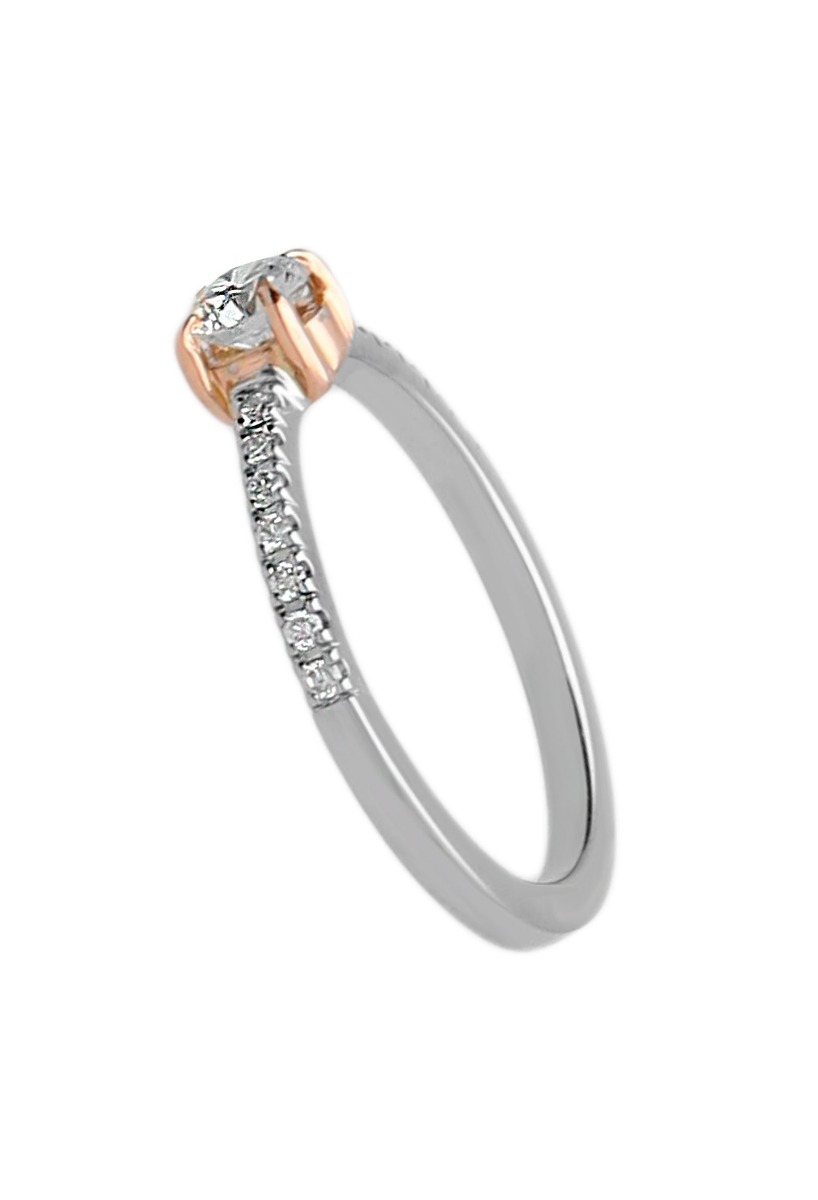 anillo compromiso oro bicolor rosa y blanco con diamantes foto lateral para web el rubi joyeros