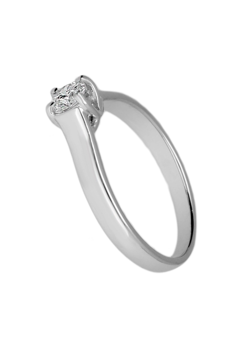 anillo compromiso oro blanco 18 kilates con diamante talla brillante de 0,30 quilates fotografia lateral para joyeria online