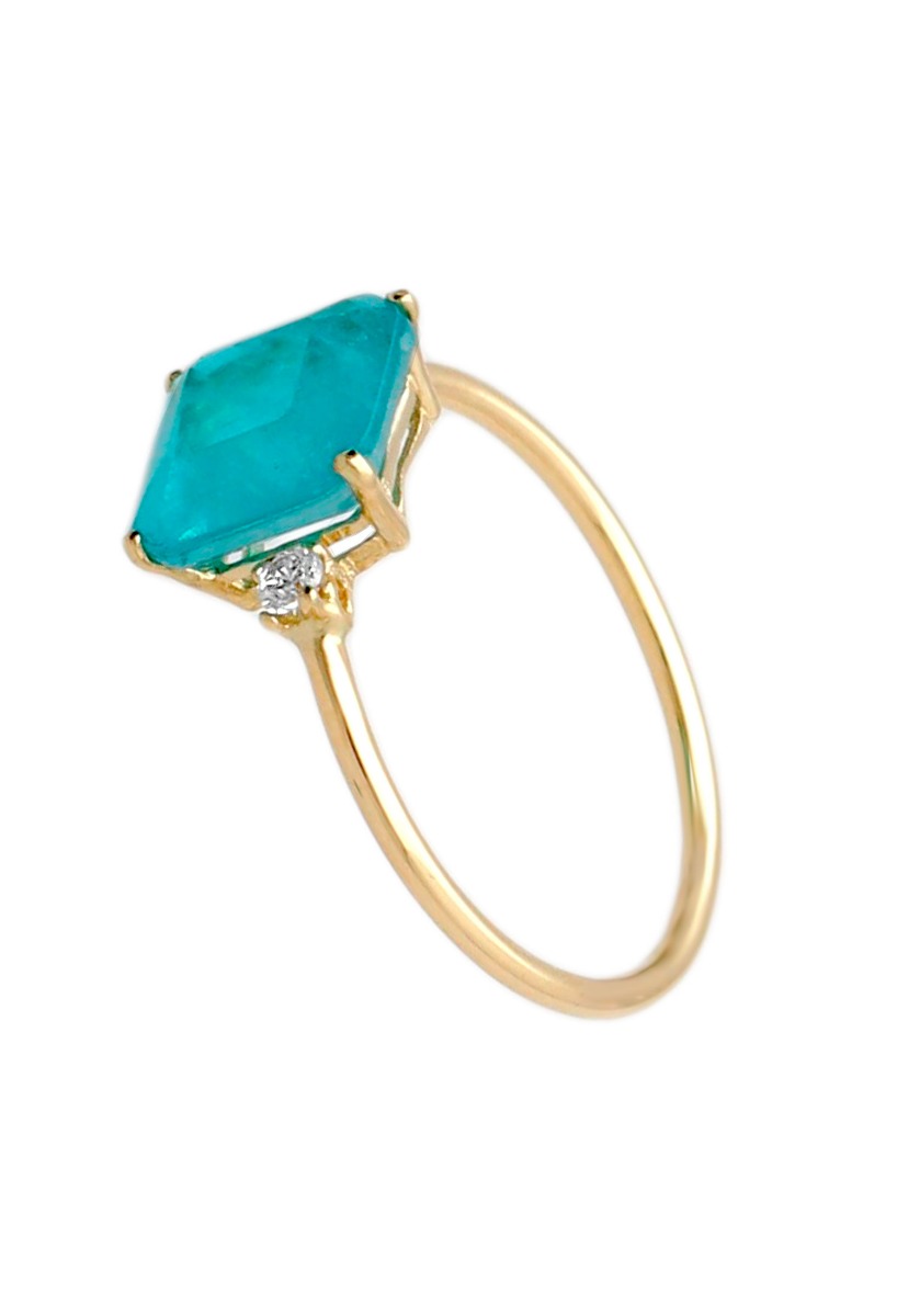 anillo oro y cuarzo verde esmeralda fotografia lateral para web el rubi joyeros