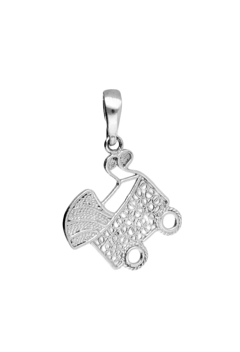 Colgante plata Ángel Charm en plata ley con forma de cochecito de bebé 022_F-COCHECITO