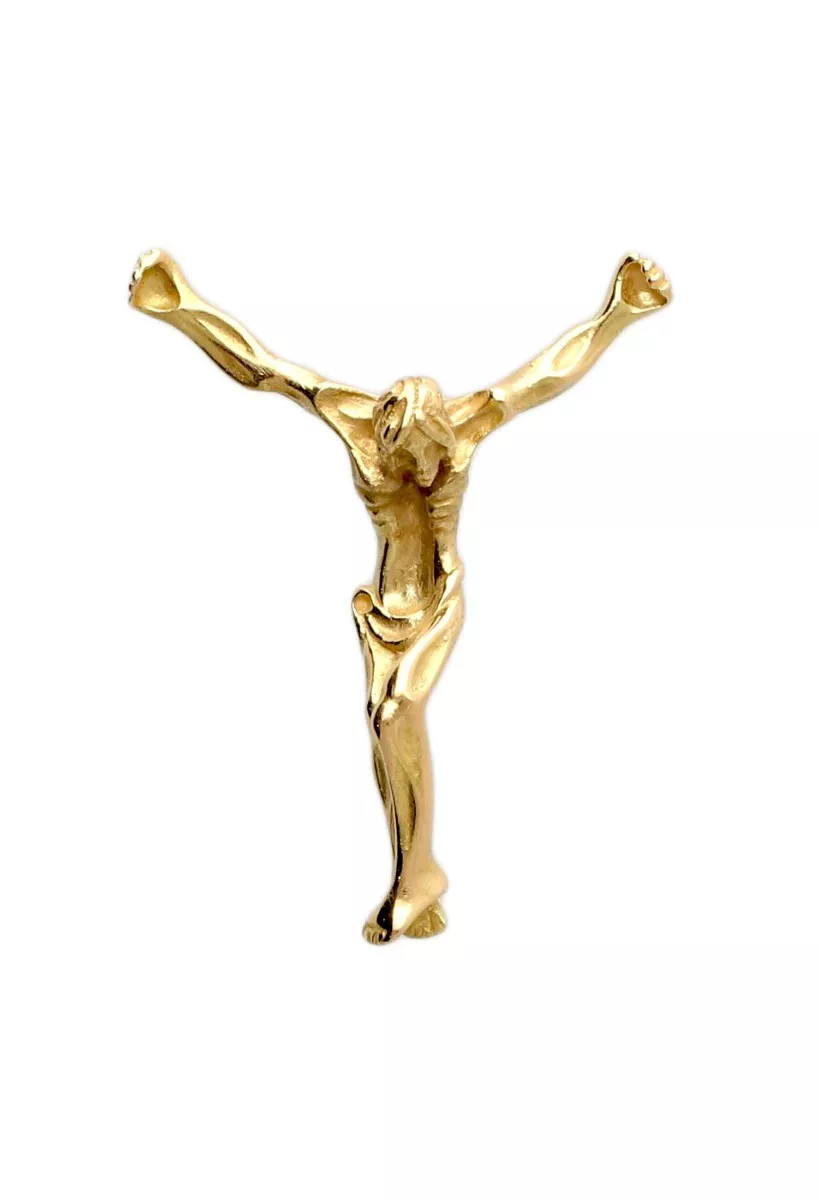 Cristo de Dalí oro 18 ktes REPLICA cristo de dali con cadena de clavos oro amarillo 18 kilates fotografia frontal