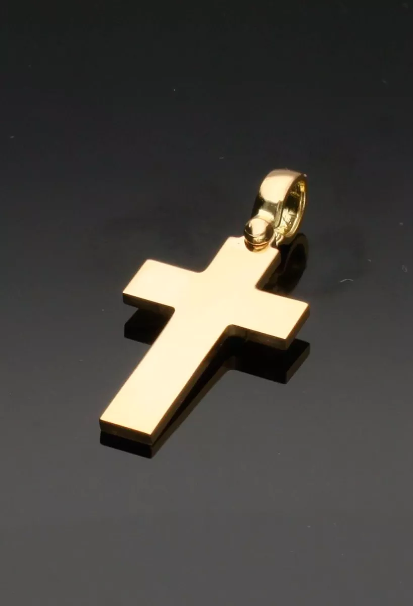 Cruz oro amarillo 18K chapa plana 243_009-03176 Cruz oro amarillo 18K chapa plana 243_009-03176 fondo negro