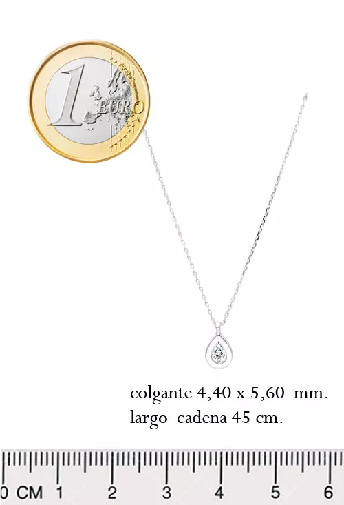 Gargantilla oro blanco 18k motivo perilla con brillante 243_ETT-AAHHA gargantilla de oro blanco con motivo perilla y un diamante talla brillante foto toma con medidas