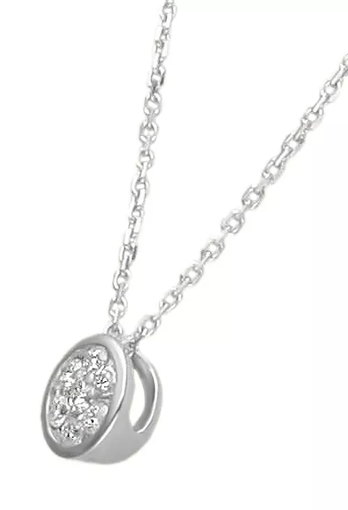 Gargantilla oro blanco 18k motivo circular con brillantes 243_RLT-APSHT gargantilla oro blanco 18 kilates con motivo chaton 7 brillantes vista de lado