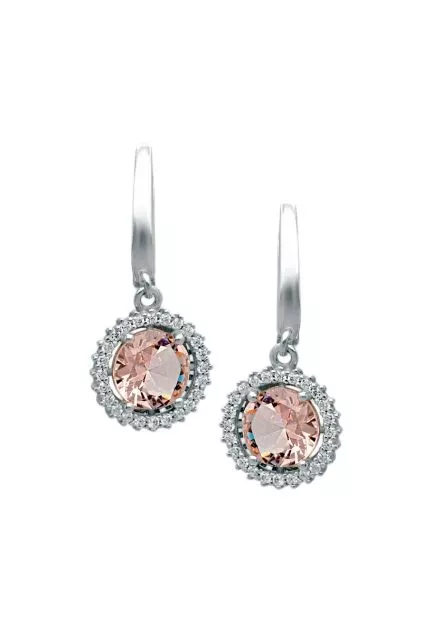 pendientes de plata con cuarzo rosa palo y circones fotografia principal para visionar en web