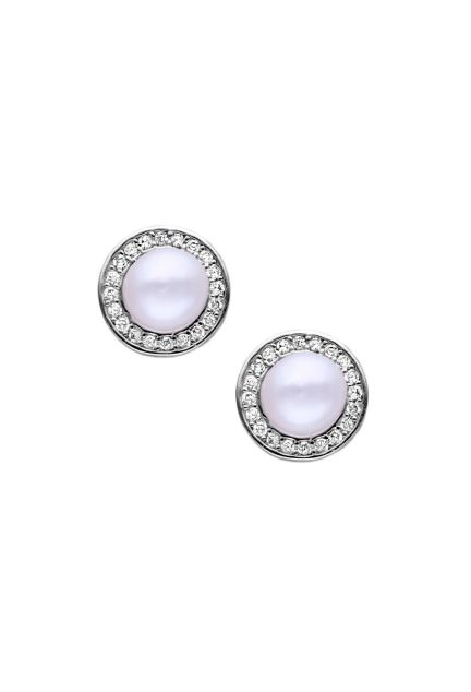 Pendientes de plata con circonitas y perla central 280_2024086 Pendientes de plata con circonitas y perla central 280_2024085