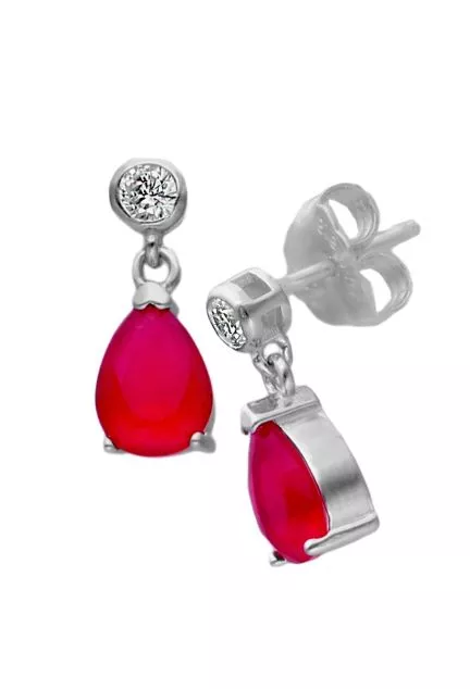Pendientes de plata y circonita con piedra roja 280_2024090-R foto 2