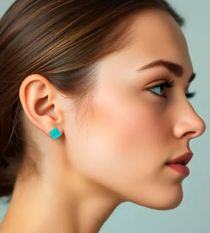 pendientes de oro y cuarzo verde PRADO 8x8 modelo mujer IA