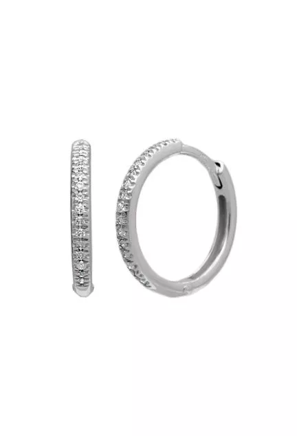 pendientes de aro con galeria de diamantes talla brillante para hombres y mujeres foto principal para parrilla web