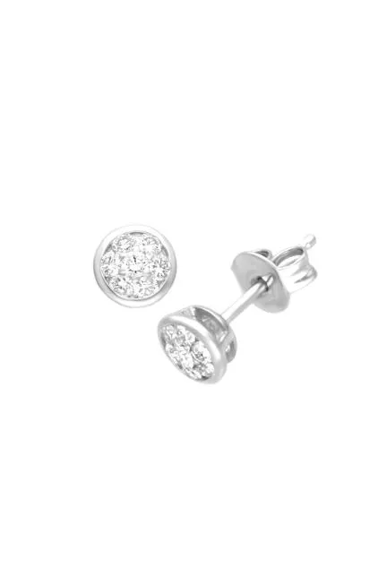 pendientes oro blanco 18k y diamantes chaton cuajo 7 diamantes fotografia frontal y lateral