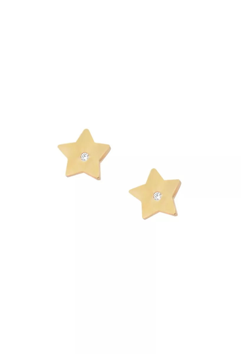 Pendientes para bebé oro amarillo 18k flor con circonita 030_3470