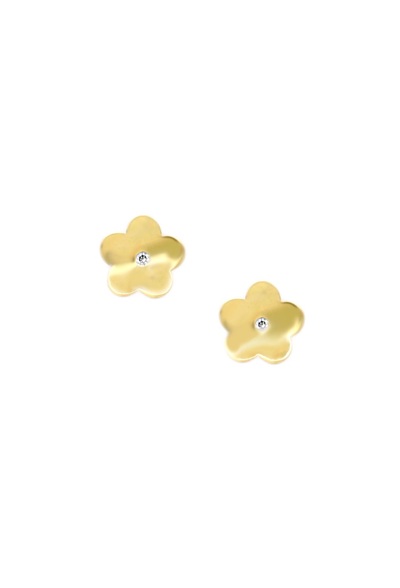 Pendientes para bebé oro amarillo 18k flor con circonita 030_3470