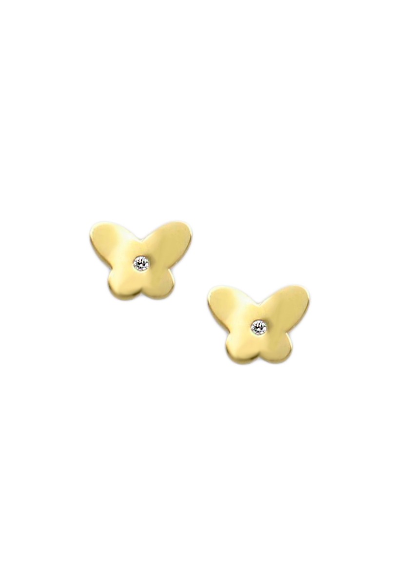 Pendientes para bebé oro amarillo 18k mariposas con circonita 030_3469