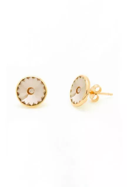 Pendientes plata chapada en color oro con cristal color marfil 273_A2791-02T