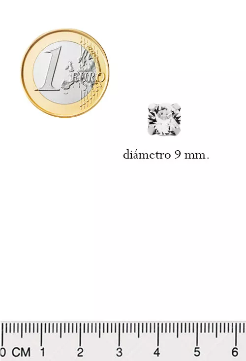 Pendientes plata chapada y color esmeralda 273_A3285-20T medidas