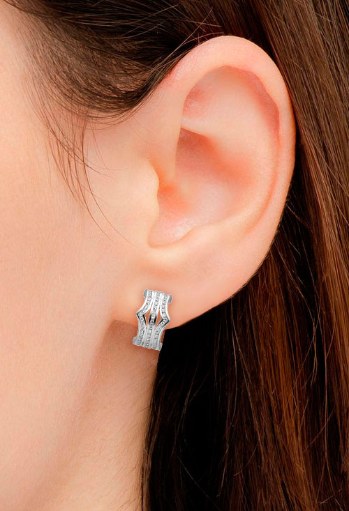 Pendientes plata y circonitas arete con 3 aros 280_2023864 puesto