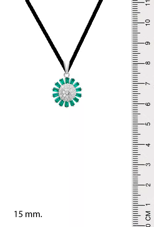Colgante de plata circonitas y símiles 037_0035-F-V colgante plata con circonitas y similes verdes foto con medidas