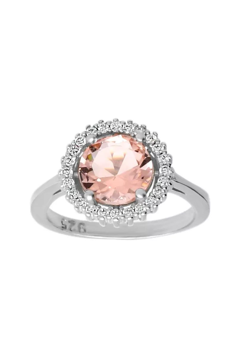 Anillo de plata con cuarzo rosa palo y circones anillo plata con cuarzo y circones modelo orla vista principal para web