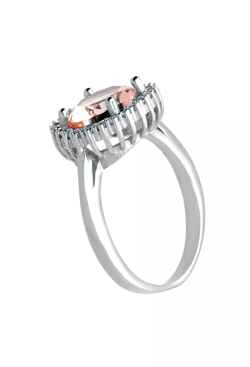 Anillo de plata con cuarzo rosa palo y circones anillo plata con cuarzo y circones modelo orla vista lateral para web