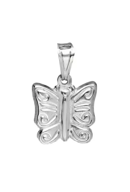 colgante plata forma de mariposa fotografia frontal