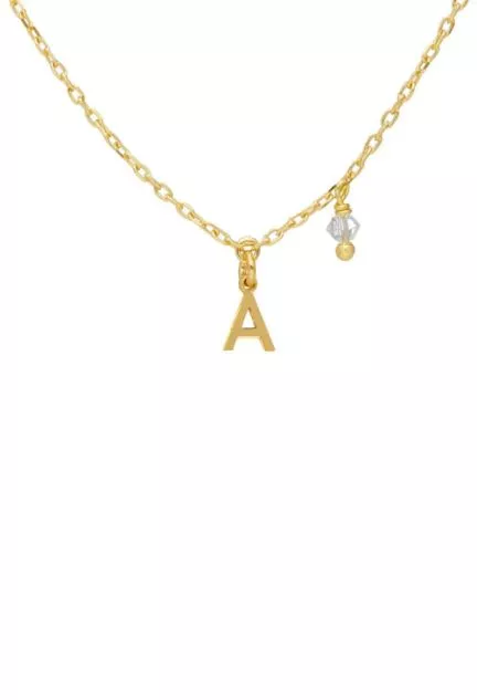Gargantilla de plata chapada letra y cristal 273_A4231-ADG